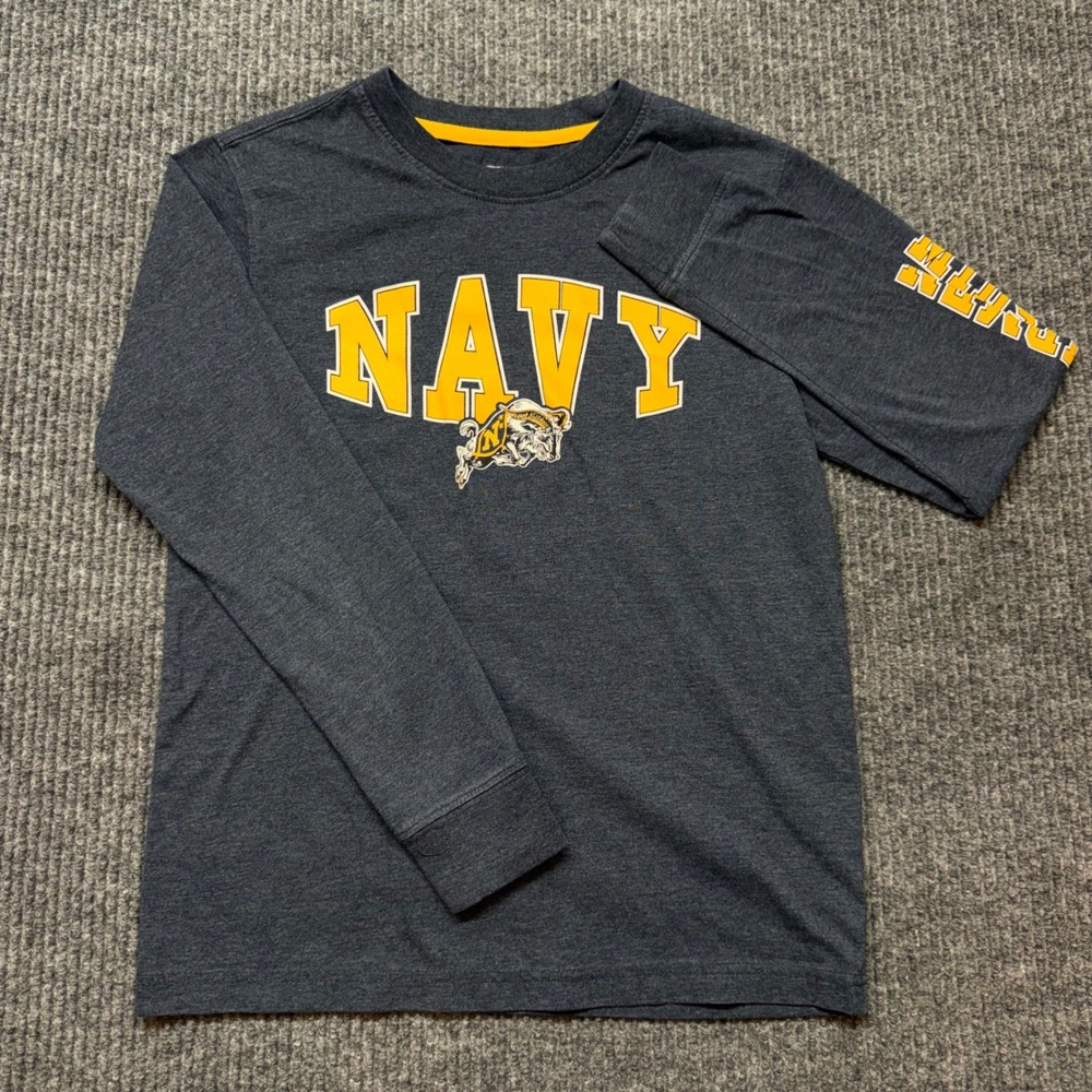 Colosseum Navy Midshipmen Youth M 12-14 Heather Charcoal Long Sleeve T Shirt